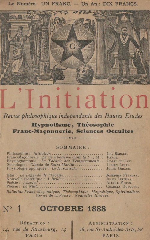 Premier numéro de L'Initiation, Revue philosophique indépendante des Hautes Etudes